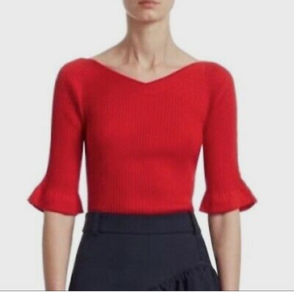 3.1 Phillip Lim Tops - 3.1 phillip lim red silk cotton ribbed top